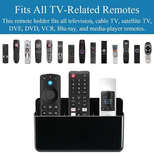 Kulusion 2 Pack Remote Control Organizer - 3 Slot Wall Mount TV Remote Holder, Self Adhesive Marker & Pen Storage for Home, Office, School (Black)