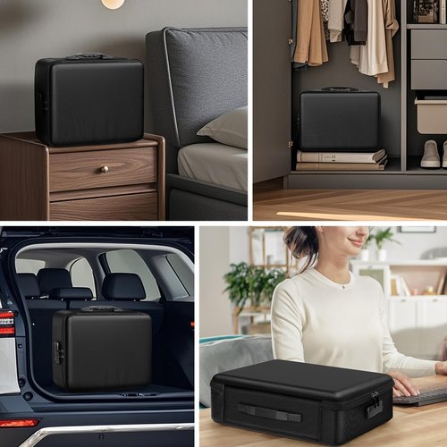 Fireproof Document Box with Lock, Durable Hard Case File Organizer Fire Safe Box, Hard-Shell Design Waterproof Fireproof Safe Important Document Organizer Safe File Box For Home Documents