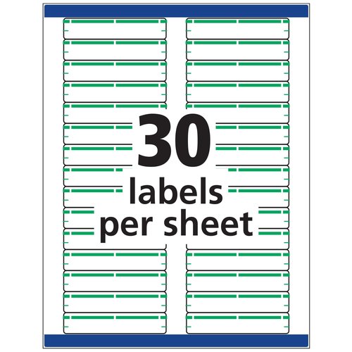 Avery Green File Folder Labels for Laser and Inkjet Printers with TrueBlock Technology, 2/3 inches x 3-7/16 inches, Box of 1500 (5866)