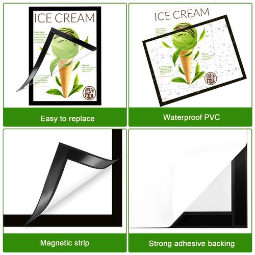 Marspark 50 Pcs 8 x 11.5 Inch Magnetic Sign Holder Display Frame Self Adhesive Display Frame Magnetic Double Sided Picture Frames A4 Notice Window Sign Holder for Refrigerator Office Door