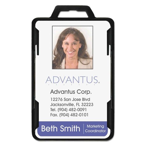 Advantus 76417 Secure-Two Card RFID Blocking Badge, 3 3/8 x 2 1/8, Black, 20 per Pack