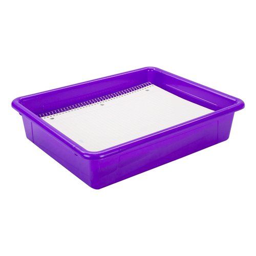 Storex Letter Size Flat Storage Tray – Organizer Bin for Classroom, Office and Home, Violet, 5-Pack (62521U05C)