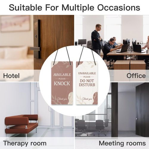 Putuo Decor Please Do Not Disturb Sign, Available Please Knock in PVC Door Sign, Double Sided Hanger Plaque, 10x5 Inches Office Door Signs for Therapists Office Clinic Treatment Plaque