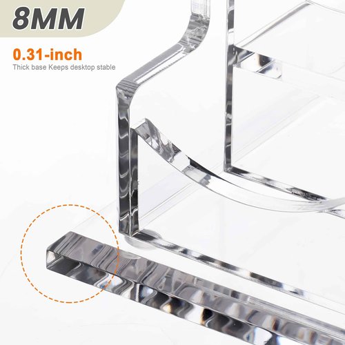 SANRUI Business Card Holder for Desk Clear Acrylic Business Card Holders, Business Card Display Stand 4 Tier 12 Slots