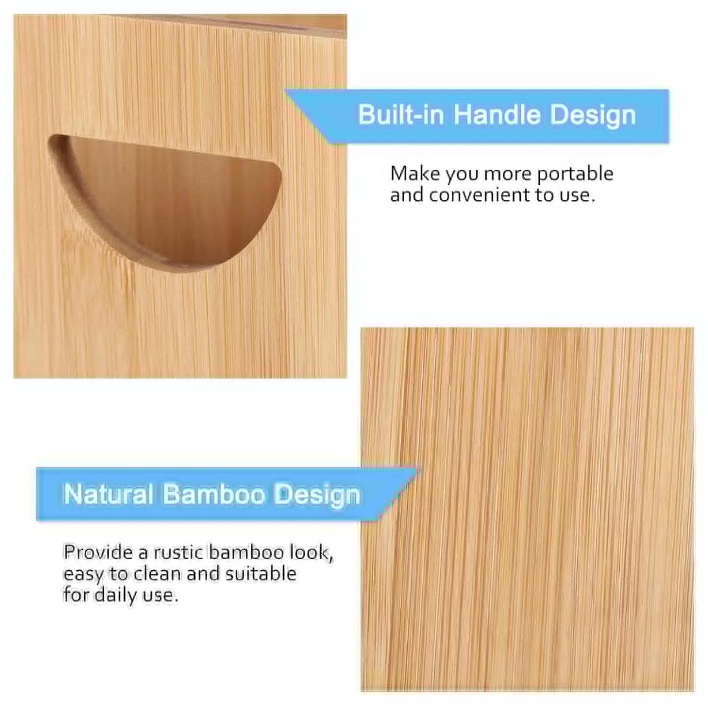 MOOACE Bamboo Trash Can - Decorative 2 Gallon Waste Basket for Bathroom, Office & Kitchen