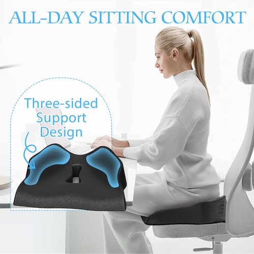 brsksosu Seat Cushion for Office Chair Cushion，Wheelchair&Car&Airplane Seat Cushion，Memory Foam Cushion for Pressure Relief Sciatica & Pain Relief for Long Sitting (Black)