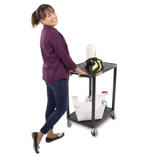 Stand Steady Tubstr 2 Flat Shelf Service Cart, Compact Heavy-Duty Utility Storage, Great for Home, Office, and Warehouse, 24 x 18, Moves Cargo Easily (Black)