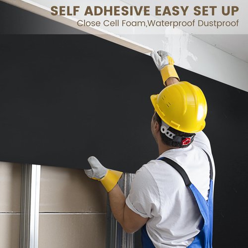 Kaqiluo 2 Pack High Density Self-Adhesive Sound Insulation Acoustic Closed Cell Foam, 0.4" x 12" x 71", 10 mm Thick,11.6 sqft Sound Proof Padding,Fire,Water Resistant Acoustic Treatment Foam
