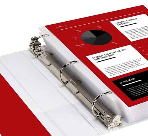 3 Ring Binder, 3" Professional Angle D-Rings, Presentation Folder for Standard Pages with Inside Pockets, Customizable Clear View White Binder (6 Pack)