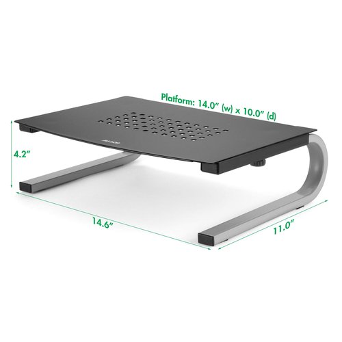Allsop Redmond Monitor Stand, holds 40 lbs with keyboard storage space - Black (29248)