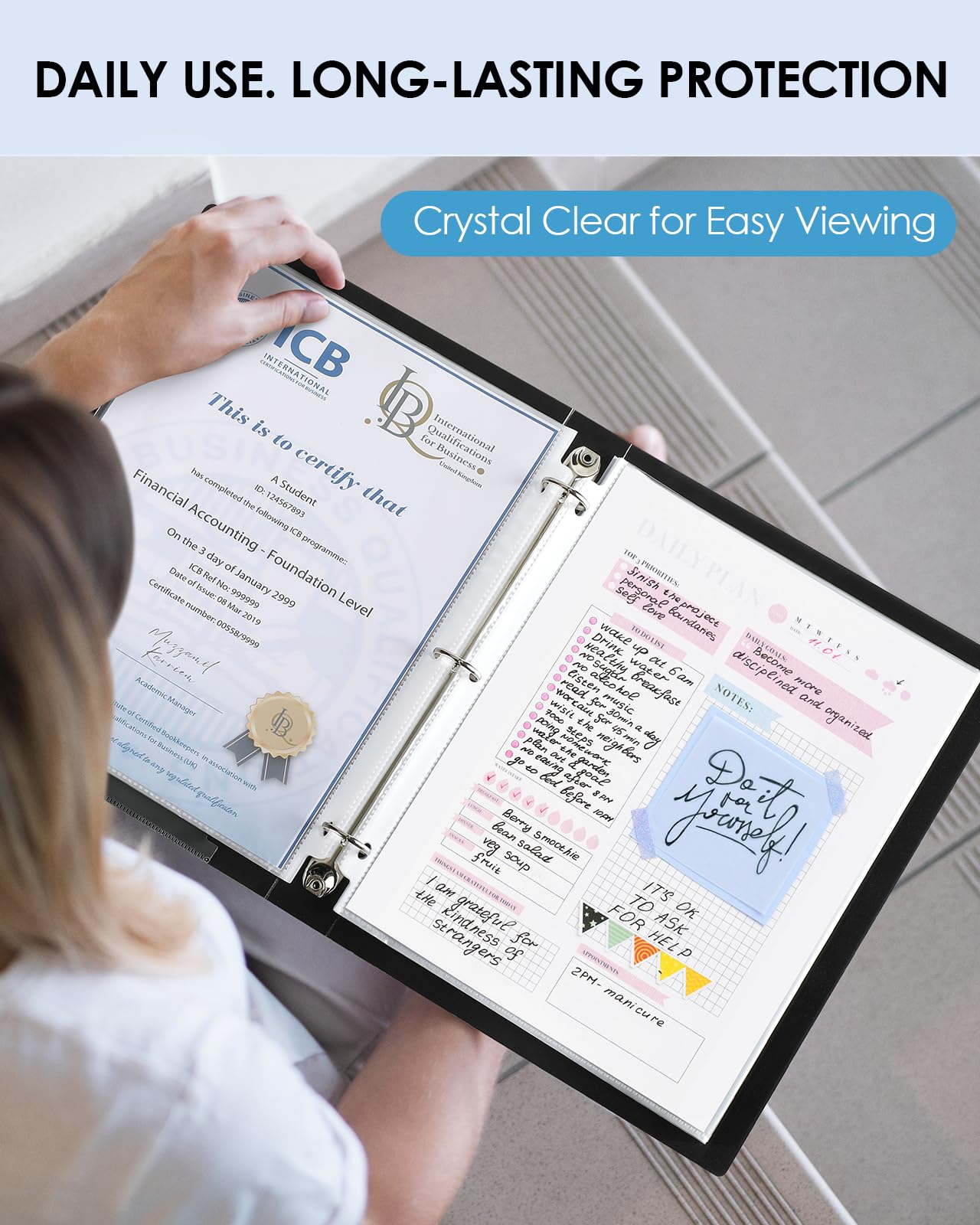 KTRIO 50 Pack Sheet Protectors for 3 Ring Binder, Non Glare Clear Page Protector, Plastic Document Sleeves Fits Standard 8.5 x 11 Paper, Top Loading, Acid Free