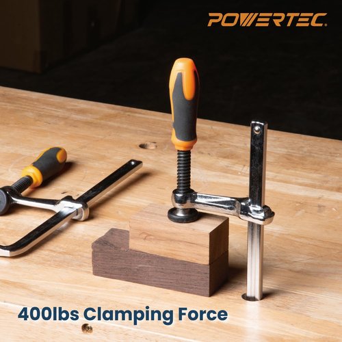 POWERTEC Quick Screw Guide Rail Clamps - 7” Capacity, 400lbs Clamping Force | Ideal for BOW XTENDER Fences & MFT Tables - 2PCs (71409)