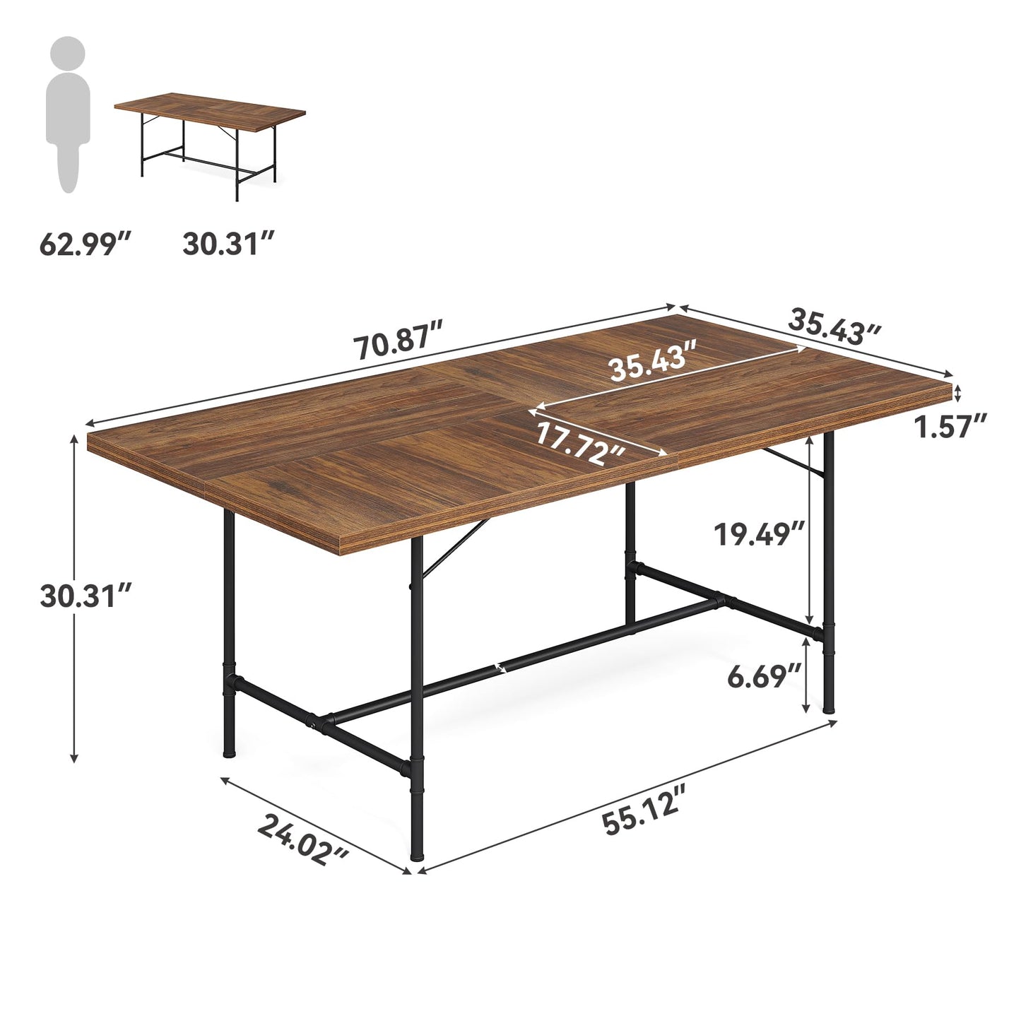 LITTLE TREE 6FT Conference Table, Rectangle 70.8" W x 35.4" D Meeting Table, Seminar Table for Office Conference Room