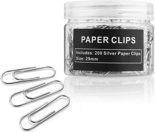 Regine Switzerland Paper Clips - 200 Pack Silver Paperclips for Office, School & DIY Projects