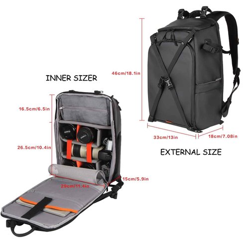 Besnfoto Camera Backpack Waterproof for DSLR/SLR Mirrorless Camera Men Photo Bag with Laptop Compartment for Photographer Travel