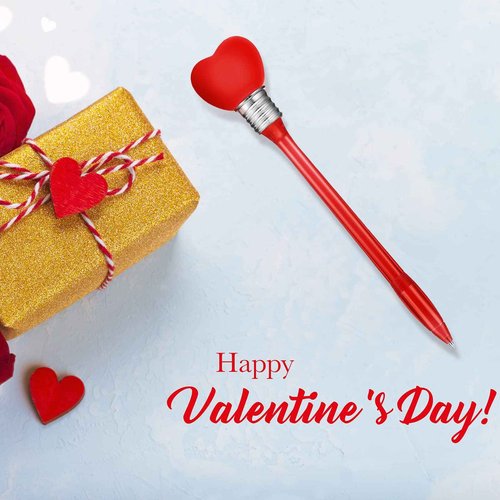 Zonon 36 Piece Valentine‘s Day Pen Heart LED Ballpoint Ink Pen Glow in The Dark Valentine‘s Day Party Favors Office Supplies(Chic Style)