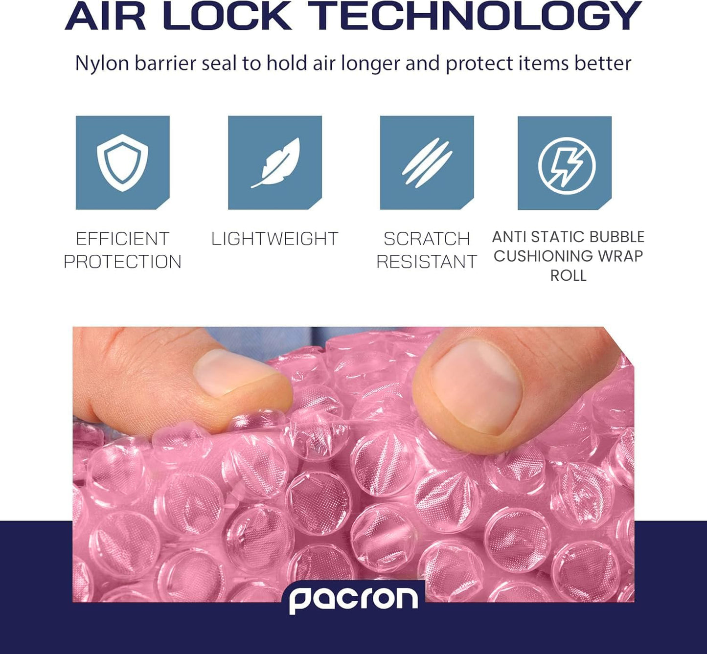Skiennix Protective Anti-Static Bubble Wrap - 225FT x 24IN Pink, 3/16" Dense Cushioning for Electronics & Fragile Items