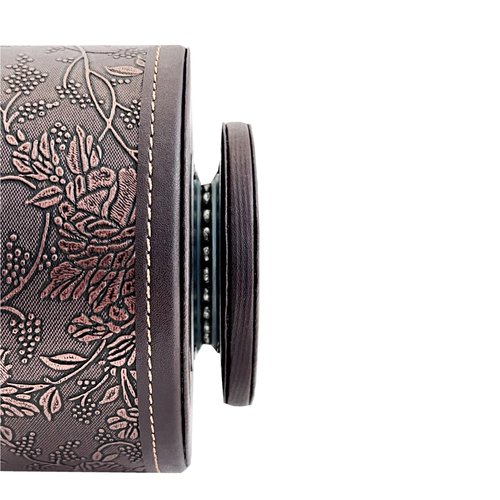 PU Leather Round TV Remote Control Holder for Table,360° Swivel Office Supply Desktop Organizer,4 Compartments Phone/Pen/Pencil Holder,Suitable for Stationery/Heater Controllers Etc (Antique)