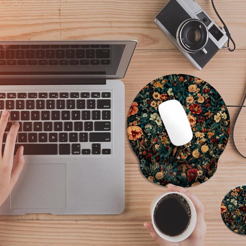 Ergonomic Mouse Pad with Memory Foam Wrist Rest Support Design,Relieve Wrist Pain Mousepad,Non-Slip Base for Laptop,Computer,Office Desk Accessories,Carpal Tunnel,Retro Floral