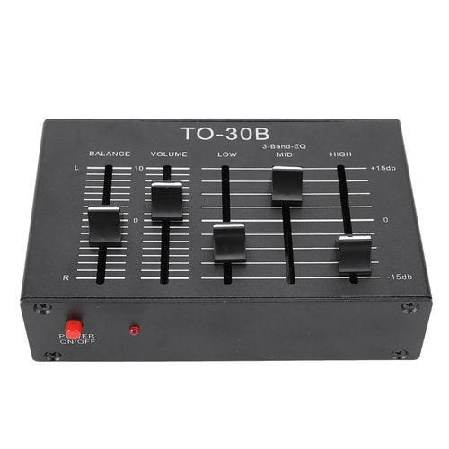 EQ Equalizer Stereo, 3 Band Sound Channel Balance, Volume Control Preamp with Isolated Power Supply for Speakers
