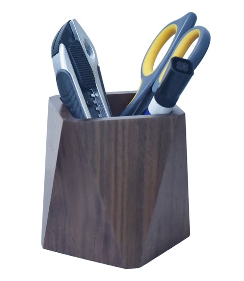 Kuncottz Black Walnut Wooden Desk Organization Pen Holder, Stationary Pen Organizer Dual-Purpose Art Supply Pencil Cup Holder for Office, School, Home