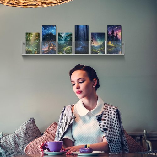 4 Pack Acrylic Brochure Holder Wall Mount 6 Pockets Brochure Holder Wall Mount Magazine Rack Clear Bookshelf Literature Storage Rack Pamphlet Display for Waiting, Living Room, Office Pamphlet Display