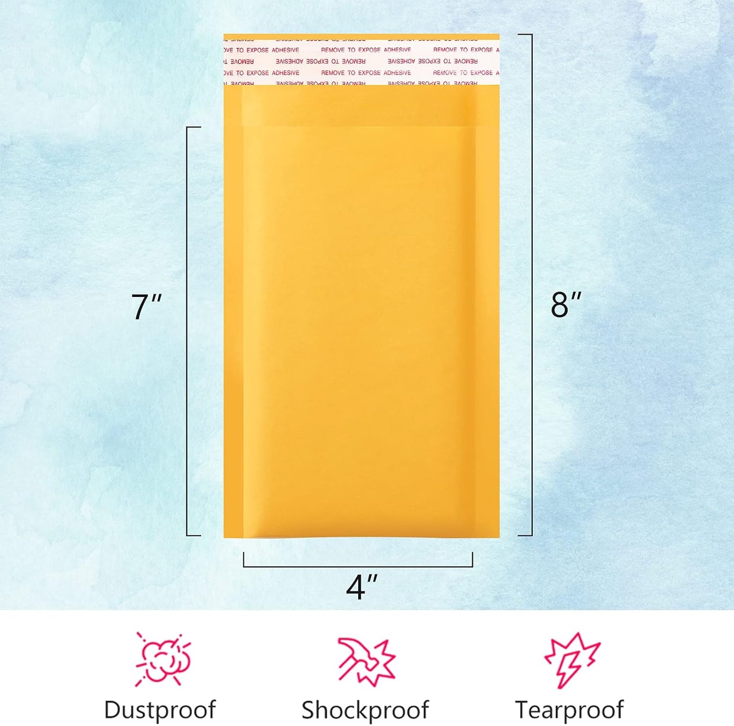 UCGOU Kraft Bubble Mailers - 4x8 Inch Yellow Padded Envelopes | 50 Pack Self-Sealing, Tear-Resistant Shipping Bags