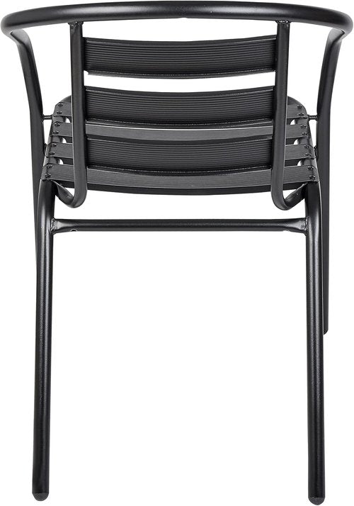 BTEXPERT Indoor/Outdoor 23.75" Square Tempered Glass Table with 2 Lightweight Black Metal Chairs