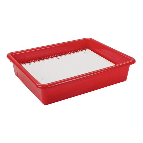 Storex Letter Size Flat Storage Tray – Organizer Bin for Classroom, Office and Home, Red, 5-Pack (62518U05C) , 10 x 13 x 3 Inches