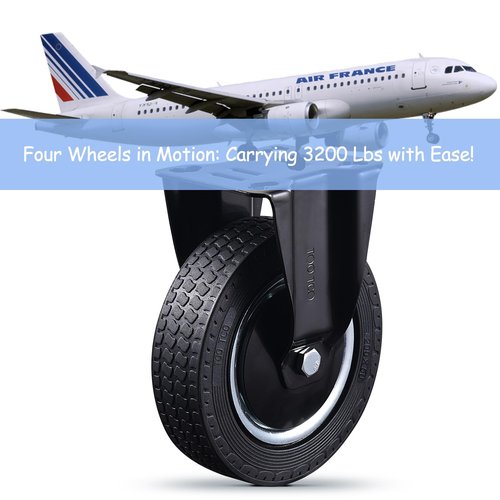 8 Inch Heavy Duty Caster Wheels Set of 4 (2 Swivel & 2 Fixed) 3200LBS Capacity Industrial Rubber Casters for Utility Cart, Workbench, Warehouse Equipment, Truck, Dolly Includes Mounting Hardware