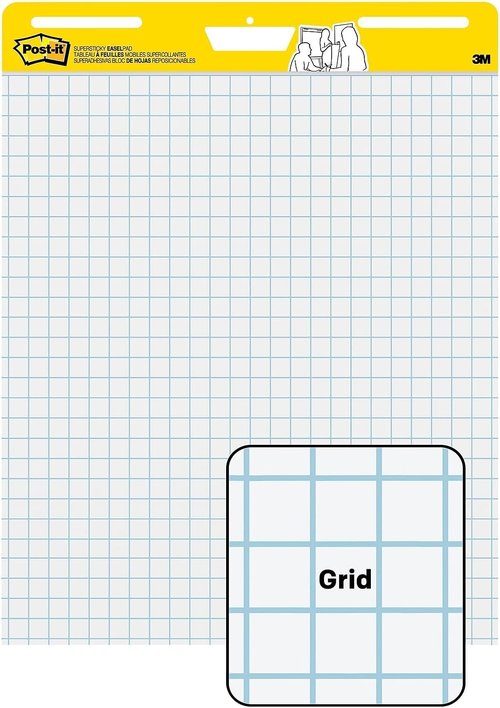 Post-it Super Sticky Easel Pad - Premium Self-Stick Flip Chart Paper | 25 x 30 Inches, 30 Sheets, White Grid