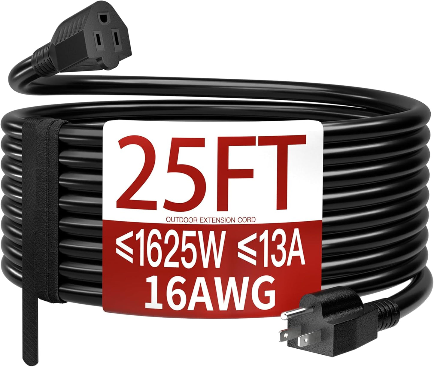 Skrizcable 25 FT Outdoor Extension Cord - Waterproof & Weatherproof Black 3 Prong Power Cord | 13 Amps, 1625 Watts