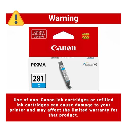 Canon CLI-281 Genuine Cyan Ink Tank, Compatible with TR8520, TS9120,TS8120, TS6120, TS9521C/a, TS9520/a, TS8220, TS6220, TS8320, TS6320, TS702/a, and TR8620/a Series Printers