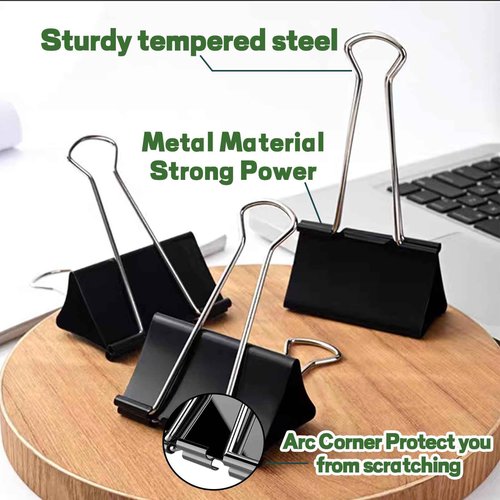 3 Inch Jumbo Binder Clips(24 Pack), Extra Large Binder Clips Heavy Duty Paper Clamps for Office and Home Supplies, Black