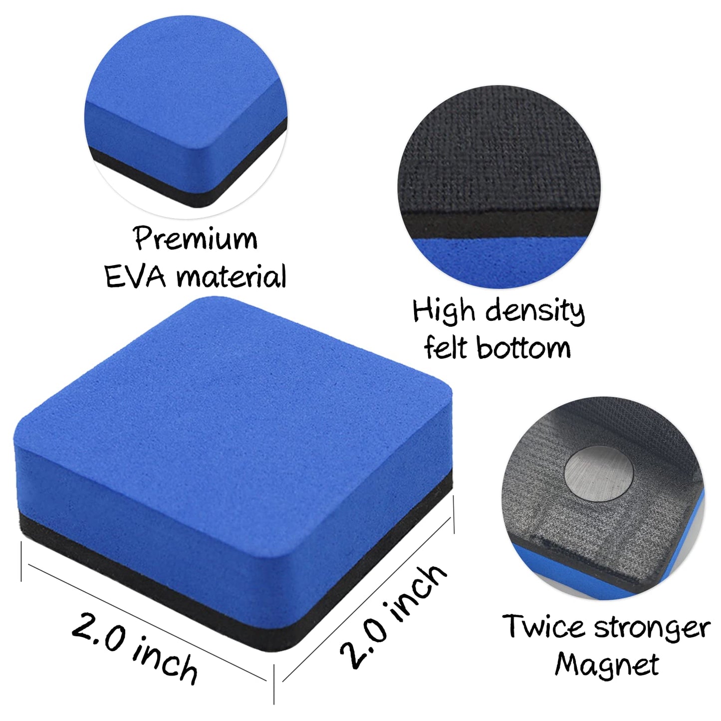 72 Pack Whiteboard Eraser, Washable and Reusable Magnetic Whiteboard Eraser for Cleaning Dry Erase Markers on Magnetic Soft Whiteboard, Glass Whiteboard and Dry Erase Board