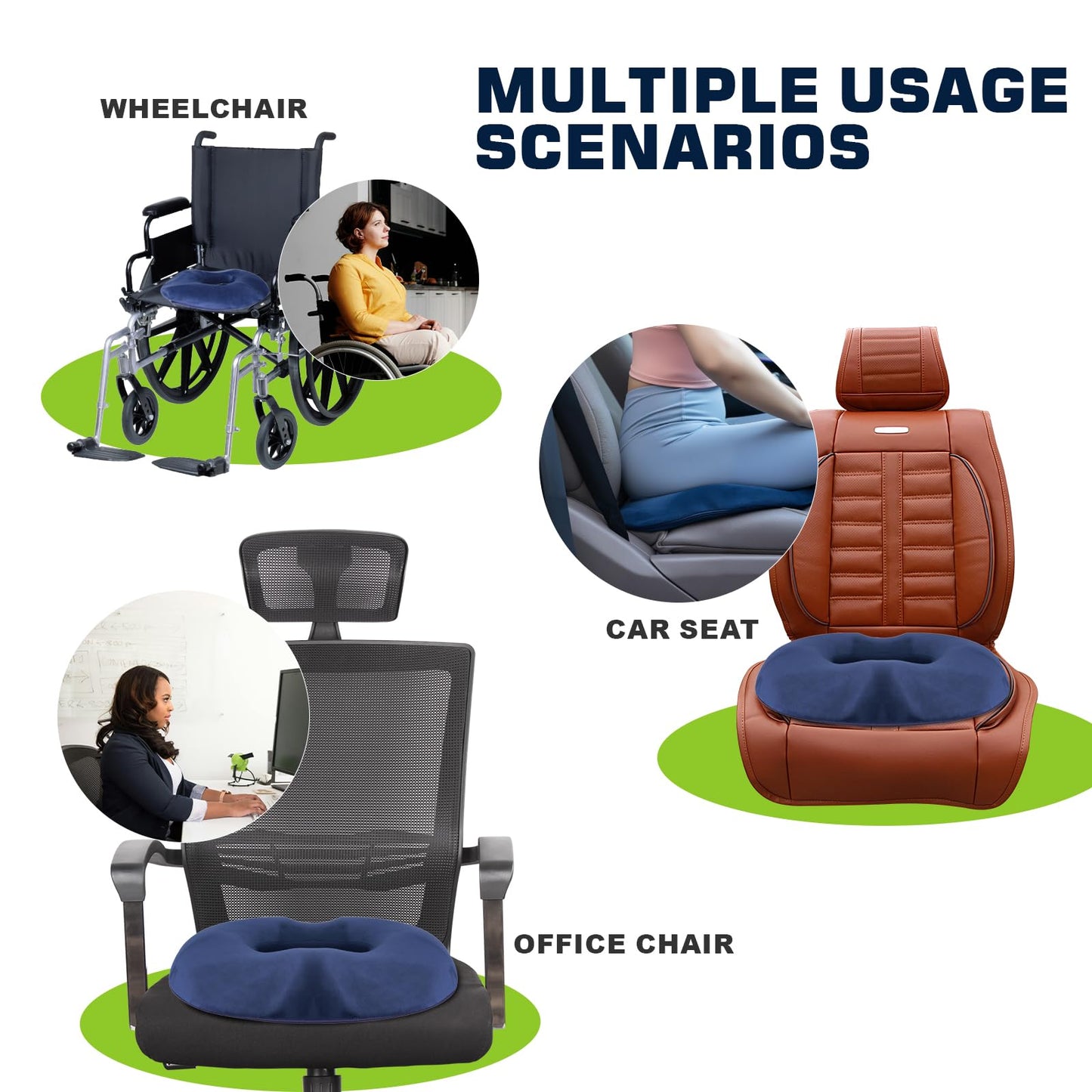 D DITALON Donut Pillow for Tailbone Pain and Hemorrhoid, Memory Foam Butt Donut Seat Cushion with Hole, Pelvis Pressure Relief Cushion for Coccyx, Sciatica, Postpartum, Long Sitting Office Chair