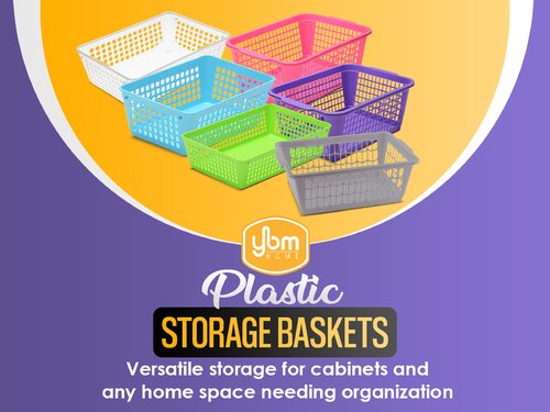 YBM Home 3-Pack Plastic Storage Basket for Office Drawer, Desktop and Classroom - Multipurpose Perforated Bin Tray Organizer for Shelves, Kitchen Pantry, Kids Room, and More 32-1184-3 White