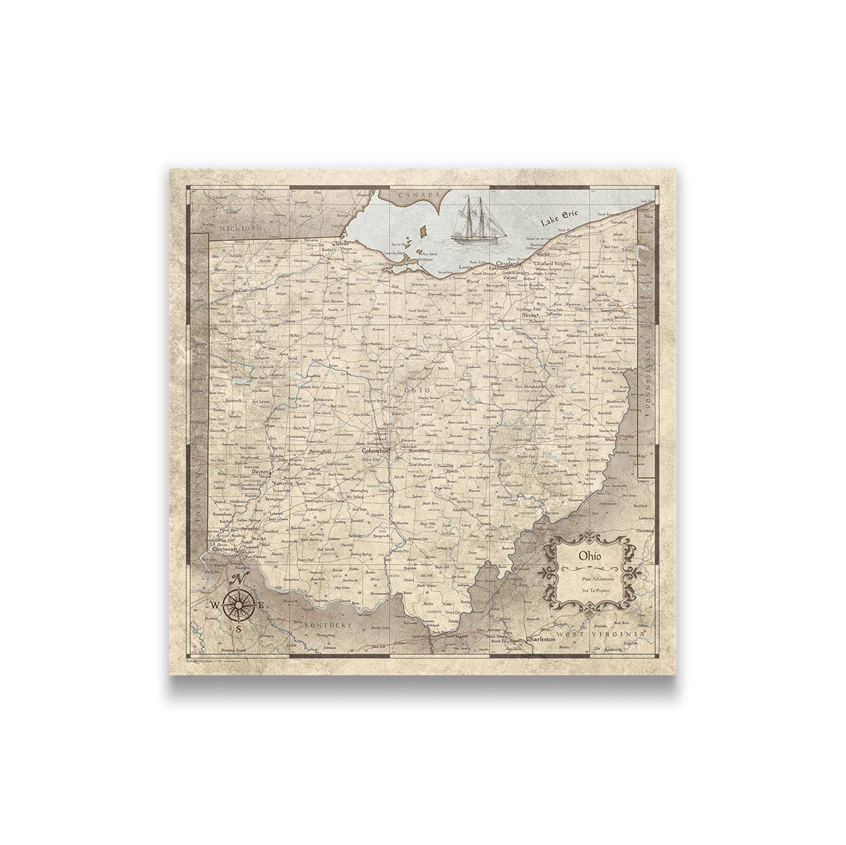 Push Pin Ohio Map Board - With Push Pins to Mark Ohio Travel - Handmade in Ohio, USA - Design: Rustic Vintage