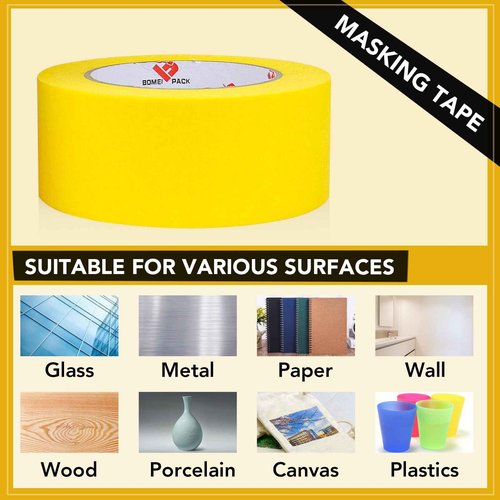 BOMEI PACK Yellow Painters Tape 1 Inch Bulk - Paint Tape 20 Rolls x 1 Inch x 55 Yards - Yellow Masking Tape for Walls Painting, DIY Crafting, Edge Finishing and School Projects, Total 1100 Yards