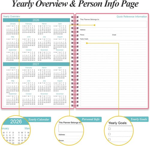 2026-2027 Planner | Academic Weekly & Monthly Organizer with Elastic Closure - 8.5" x 11", Pink