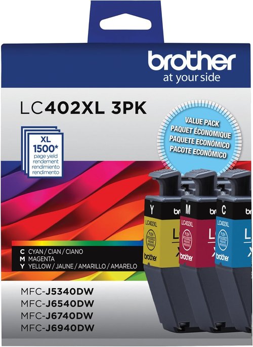 Brother Genuine LC402XL Ink Cartridges - High Yield Cyan, Magenta & Yellow | 3-Pack