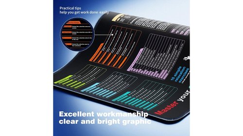 Excel Shortcut Keys Mouse Pad – XL Large 31.5"x11.8" Cheat Sheet Desk Mat with Excel & Word Shortcuts | Extended Office & Gaming Desk Pad | Keyboard Shortcuts Mat | Non-Slip, Waterproof