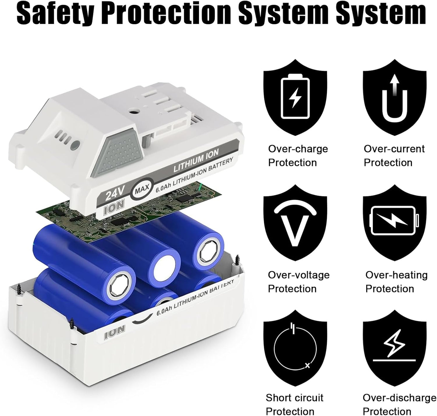 Sun Joe | 24V Lithium Ion Battery Replacement - 6.0Ah Compatible with All Joe iON+ Cordless Snow Blowers
