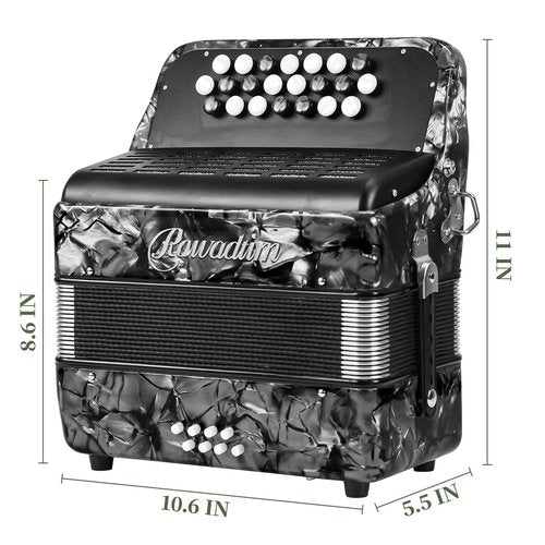 Accordion - 22 keys 8 bass, lightweight piano accordion for beginners, vibrant design for beginners and adults for easy learning (8 Bass, Gray)