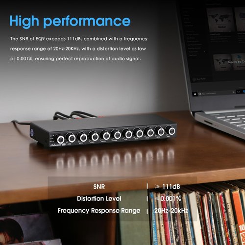 Nobsound HiFi 9-Band Stereo EQ Preamp Analog Equalizer Audio Processor for Home/Car (EQ9)