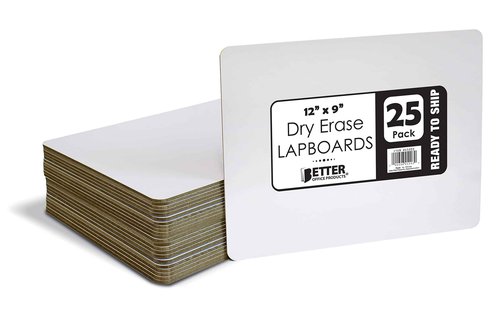 Better Office Products Premium Dry Erase Boards, 9" x 12", Double Sided Lapboards, Small White Board Pack, Classroom Lapboards for Students, (25 Pack)