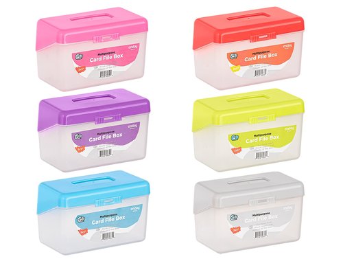 Enday Index Card Holder, 3x5 Note Flash Card Organizer Case, Stackable Index Card File with flip top, Recipe Purple, Red, Green, Blue, Grey, Pink Holder, Holds 250 Cards, Multicolor (6 Pack)