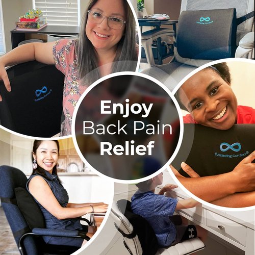 Everlasting Comfort Car Seat Cushion & Lumbar Support Pillow - Ultimate Comfort - Perfect for Car, Truck, Offices, Couches, Desk Chairs - Enhances Posture and Relieves Back Pain