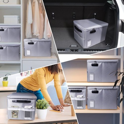 Fireproof Document Box, Fireproof Organizer Safe Box with Lock, Portable Office Storage Cabinet for Hanging Letter/Legal Size Folder/Certificate