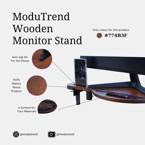 Eco-Friendly Solid Wood Laptop Stand for Home and Office - Natural Wood Computer Riser, Desk Organizer, Monitor Stand - 29.5 Inches